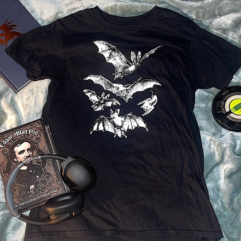 Men's Black Graphic Tee with Bats